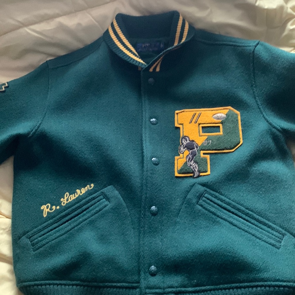 Polo by Ralph Lauren Green and Yellow Varsity Jacket